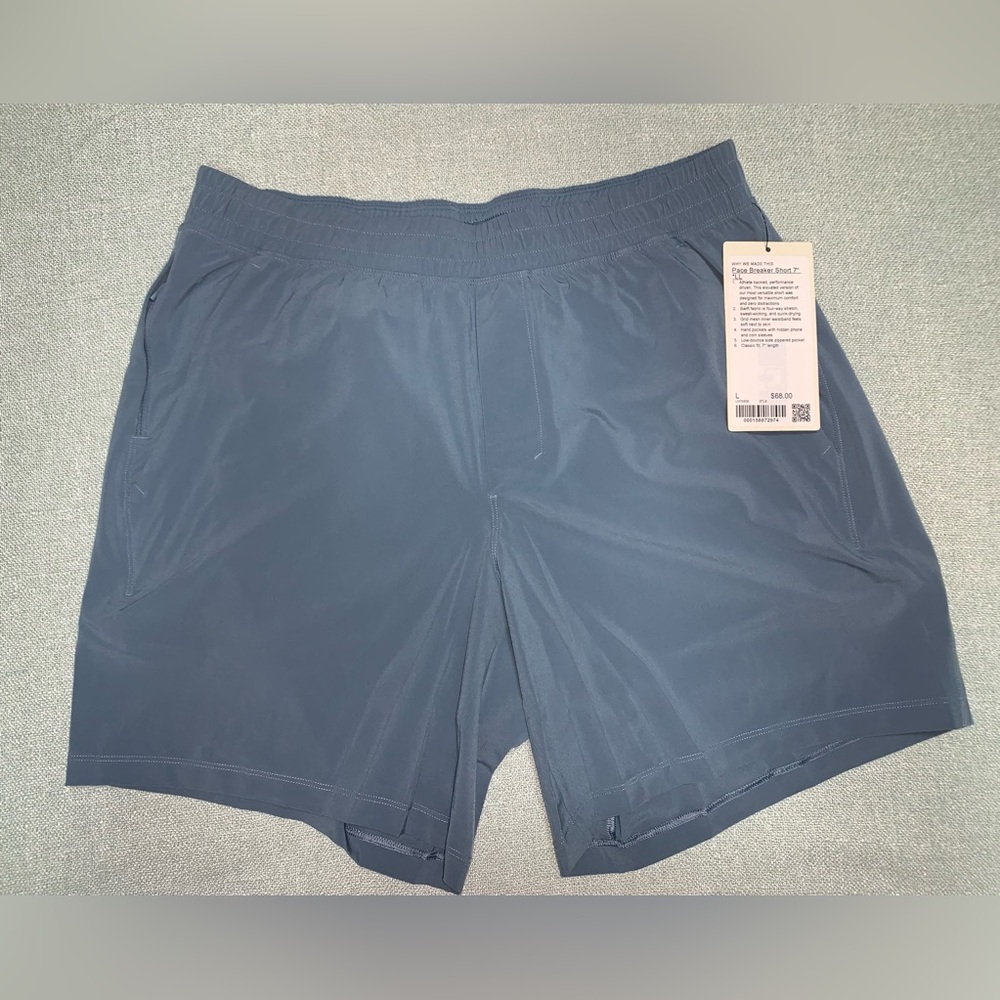 Lululemon NWT Pace Breaker Linerless Short 7" L Steel Blue